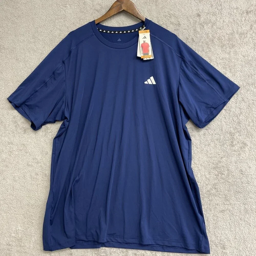 NEW Adidas Men's 2XL Active Tee Blue Crewneck 100% Polyester